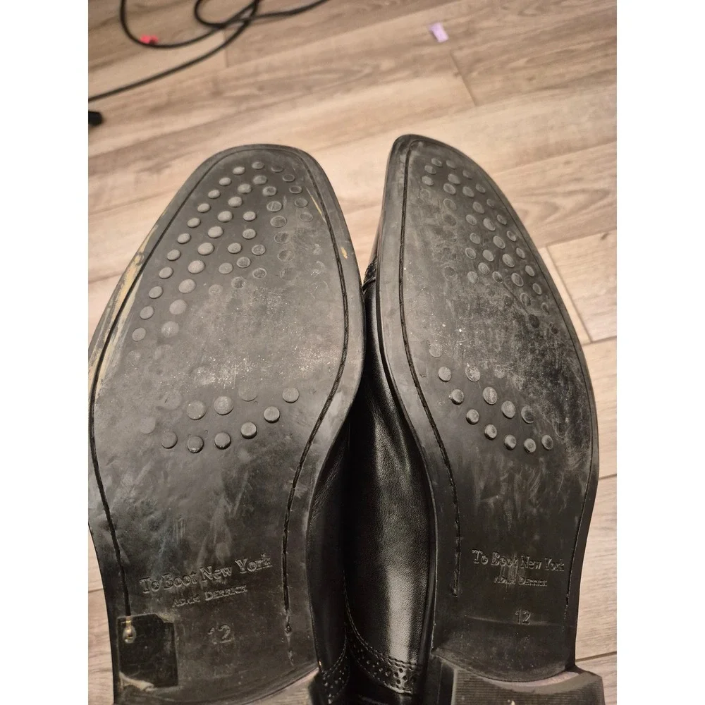 To‎ Boot New York Adam Derrick Mens Black Leather Brogue Medallion Oxfords Sz 12